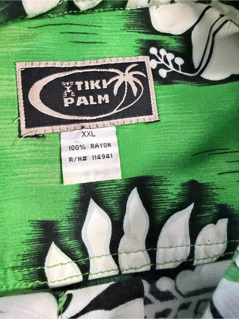 TIKI PALM Green Hawaiian Rayon Shirt SKU1016